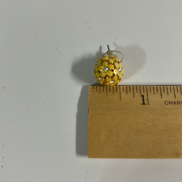 Tutti Fruitti Yellow Flower Ball Earrings - Picture 7 of 7
